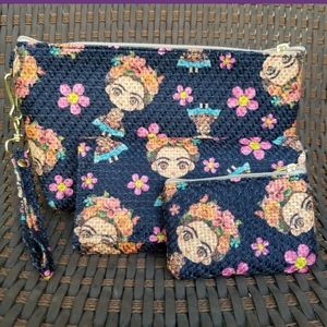 Cosmetic Bag, Wallet and Coin Pouch Set
